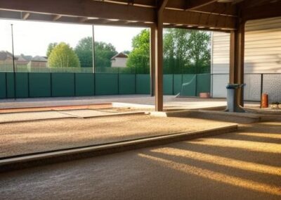 Concrete Pouring and Preparation for Tennis Court in a Backyard